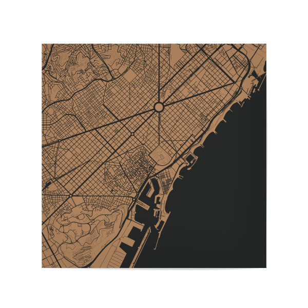 Poster 20x20 cm "Barcelona gold map" artboxONE - Städte,Reise,Städte / Barcelona - Barcelona,Gold,Map,Spanien,Catalunya,Karte