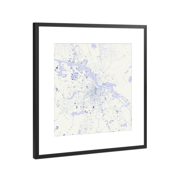 Poster mit Rahmen Schwarz (Metallic) "Amsterdam Blue" artboxONE - Städte,Reise,Städte / Amsterdam - Amsterdam,Map,Karte,Niederlande,Holland