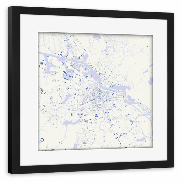 Poster mit Rahmen schwarz "Amsterdam Blue" artboxONE - Städte,Reise,Städte / Amsterdam - Amsterdam,Map,Karte,Niederlande,Holland
