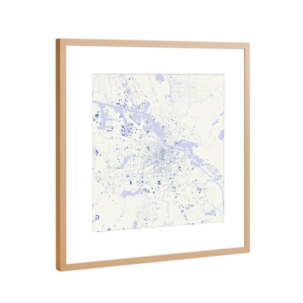Poster mit Rahmen Kupfer "Amsterdam Blue" artboxONE - Städte,Reise,Städte / Amsterdam - Amsterdam,Map,Karte,Niederlande,Holland
