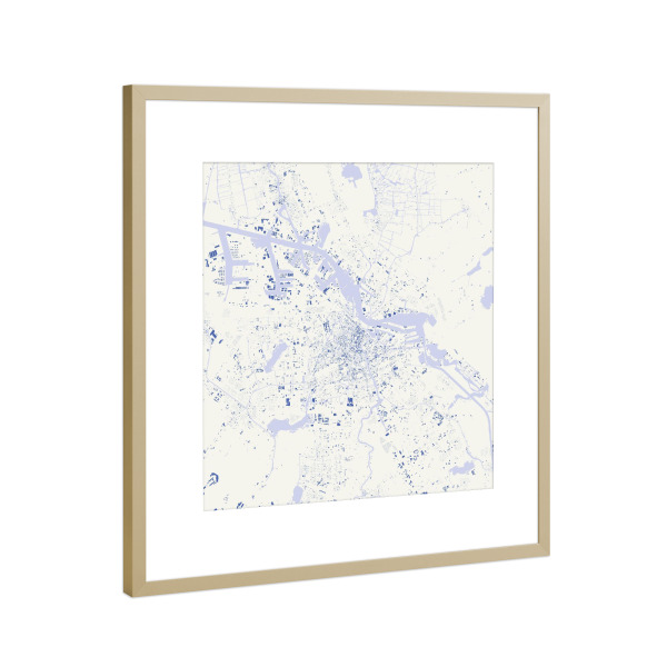 Poster mit Rahmen Gold "Amsterdam Blue" artboxONE - Städte,Reise,Städte / Amsterdam - Amsterdam,Map,Karte,Niederlande,Holland