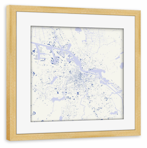 Poster mit Rahmen kiefer "Amsterdam Blue" artboxONE - Städte,Reise,Städte / Amsterdam - Amsterdam,Map,Karte,Niederlande,Holland