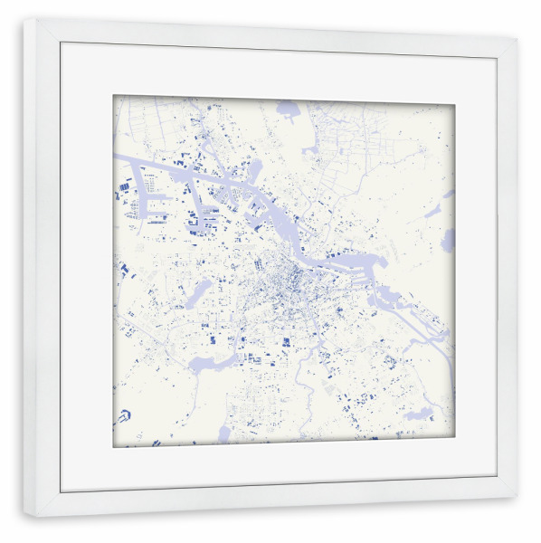 Poster mit Rahmen weiß "Amsterdam Blue" artboxONE - Städte,Reise,Städte / Amsterdam - Amsterdam,Map,Karte,Niederlande,Holland