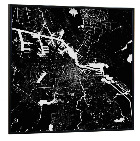 Poster mit schwarzem Rahmen 30x30 cm "Amsterdam Black" artboxONE - Städte,Schwarzweiß,Städte / Amsterdam - Amsterdam,Map,Karte,Niederlande,Holland
