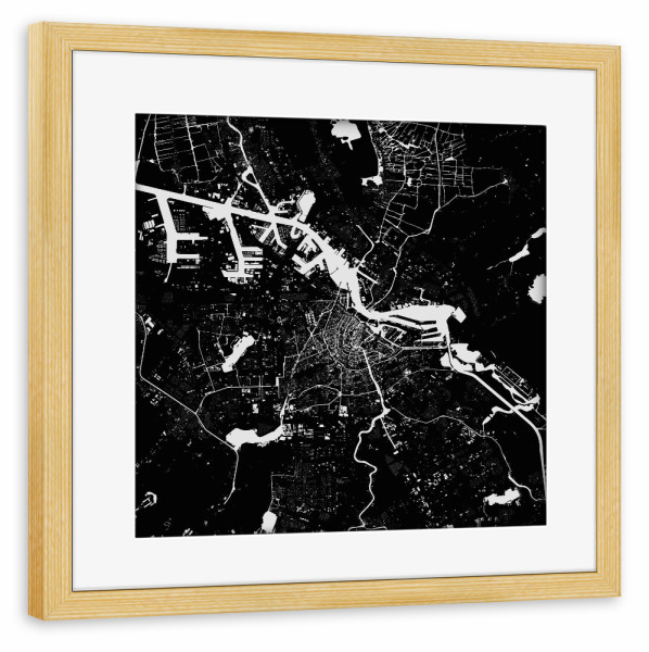 Poster mit Rahmen kiefer "Amsterdam Black" artboxONE - Städte,Schwarzweiß,Städte / Amsterdam - Amsterdam,Map,Karte,Niederlande,Holland