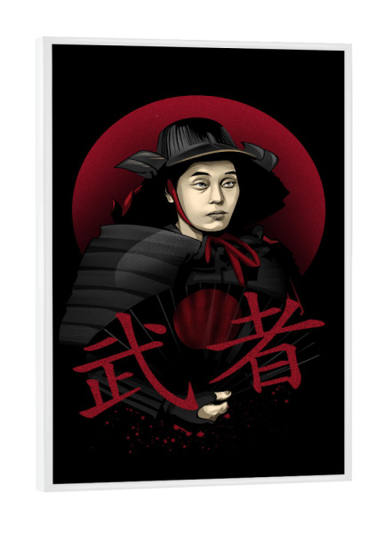 Poster mit weißem Rahmen "Musha" artboxONE - Film,Menschen - Samurai,Japan,Vector,Ninja,Japanese,Illustration,Krieger,Japanisch,Schriftzug