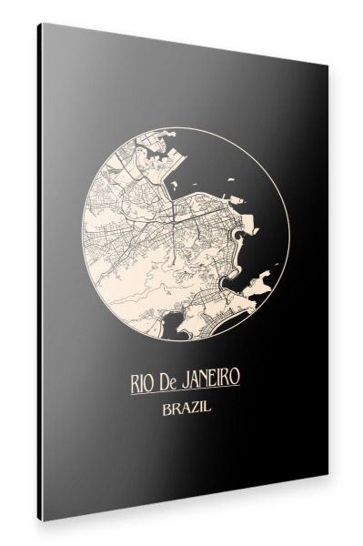 Alu-Dibond "Retro Map of Rio de Janeiro Brazil 3" 30x20 cm artboxONE