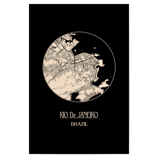 Poster "Retro Map of Rio de Janeiro Brazil 3" artboxONE - Städte,Städte / Rio de Janeiro,Kartografie