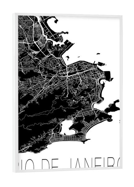 Poster mit weißem Rahmen "Retro Map of Rio de Janeiro Brazil" artboxONE - Schwarzweiß,Städte / Istanbul,Städte / Rio de Janeiro,Kartografie