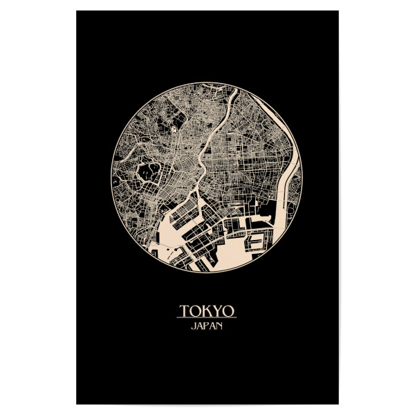 Poster 30x20 cm "Retro Map of Tokyo Japan 3" artboxONE - Städte,Reise / Asien,Städte / Tokio,Kartografie - Retro,Map,Tokyo,Japan,Tokio,Kawaii