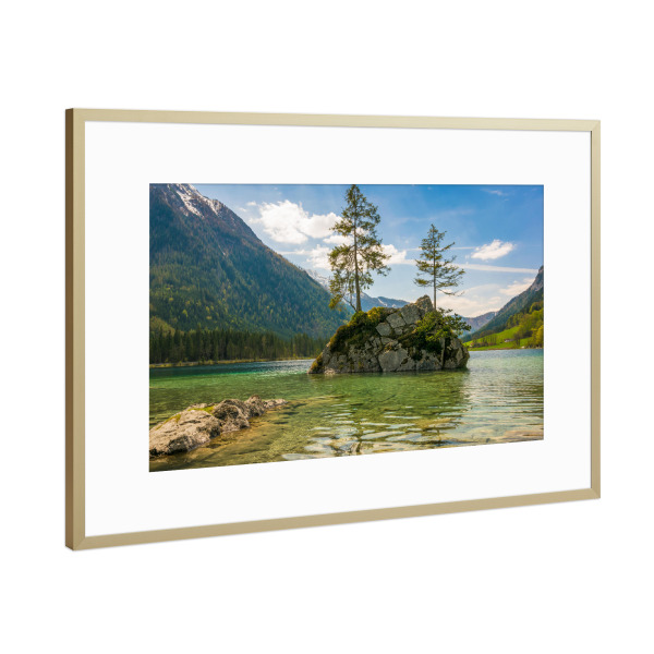 Poster mit Rahmen Gold "Hintersee in Ramsau" artboxONE - Natur,Reise