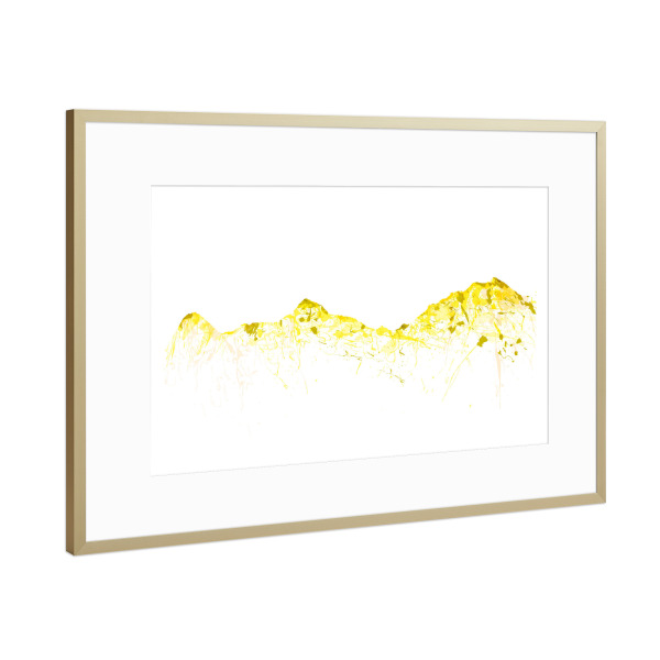 Poster mit Rahmen Gold "Mountainsplash Eiger/Mönch/Jungfrau yellow" artboxONE - Natur,Reise,Städte / Zürich
