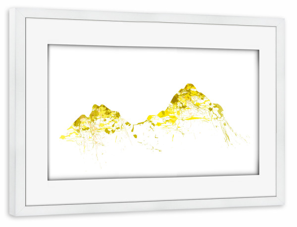 Poster mit Rahmen weiß "Mountainsplash Mythen yellow" artboxONE - Natur,Reise,Städte / Zürich