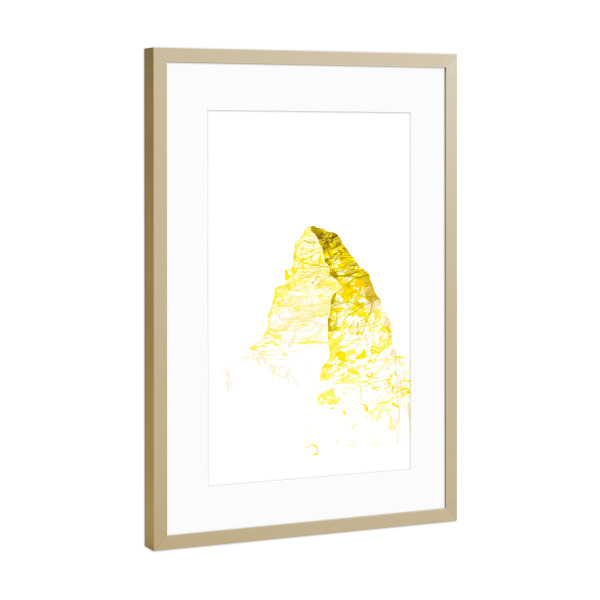 Poster mit Rahmen Gold "Mountainsplash Matterhorn yellow" artboxONE - Natur,Reise,Reise / Länder,Städte / Zürich