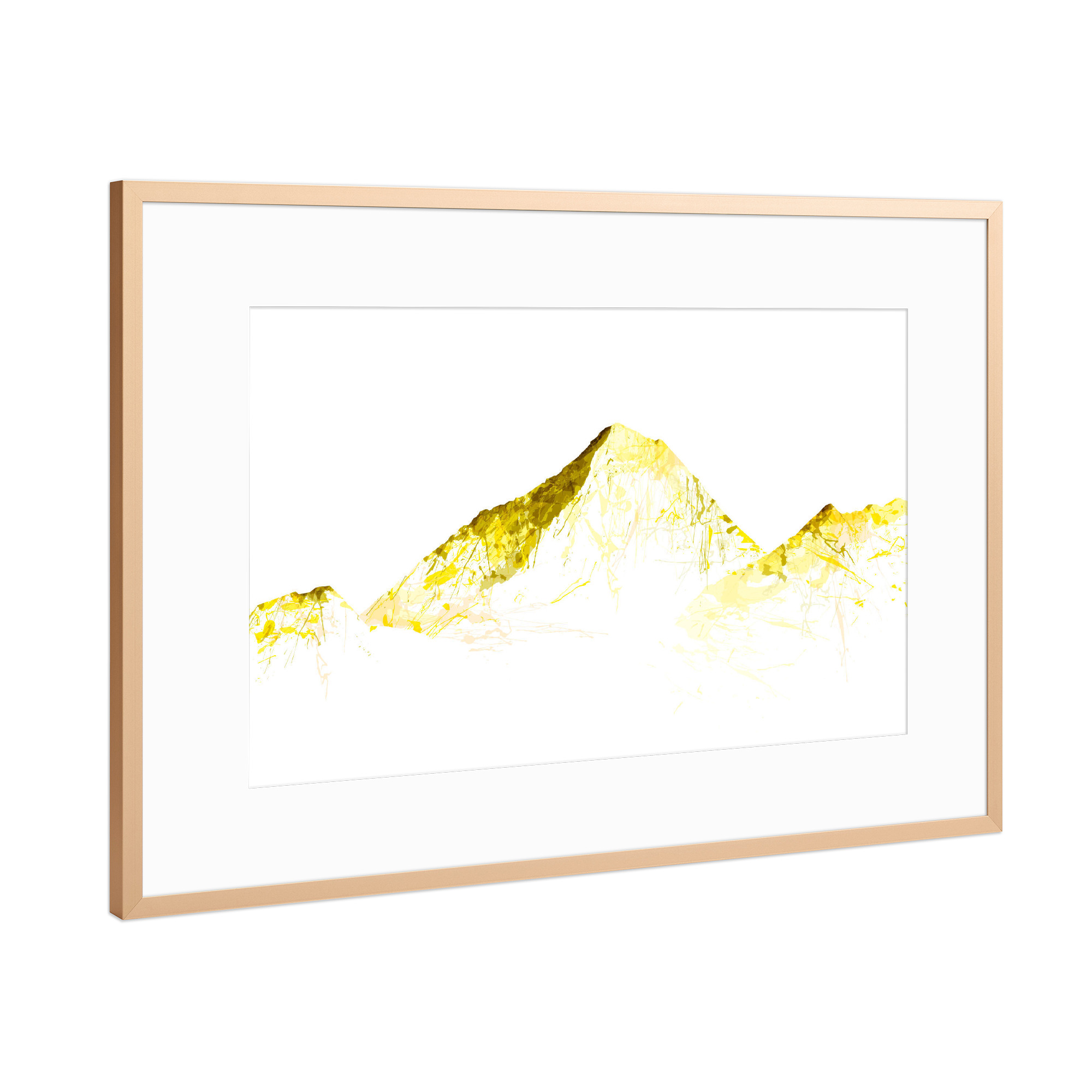 Poster mit Rahmen Kupfer "MOUNT EVEREST mountainsplash yellow" artboxONE - Natur,Reise,Reise / Länder