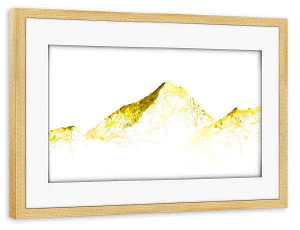 Poster mit Rahmen kiefer "MOUNT EVEREST mountainsplash yellow" artboxONE - Natur,Reise,Reise / Länder