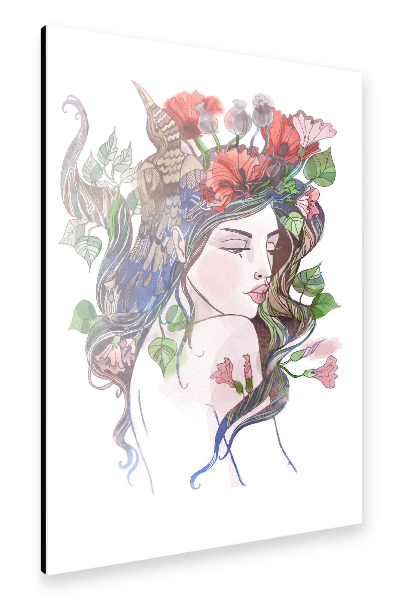 Alu-Dibond "Nymphe mit Mohnblumen" 75x50 cm artboxONE