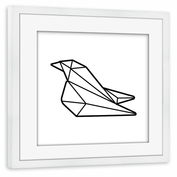 Poster mit Rahmen weiß "Geometrischer Rabe" artboxONE - Tiere,Schwarzweiß,Geometrie - Geometrische rabe,Tier,Vogel,Tier,Linien,Animal,Lines,Bird