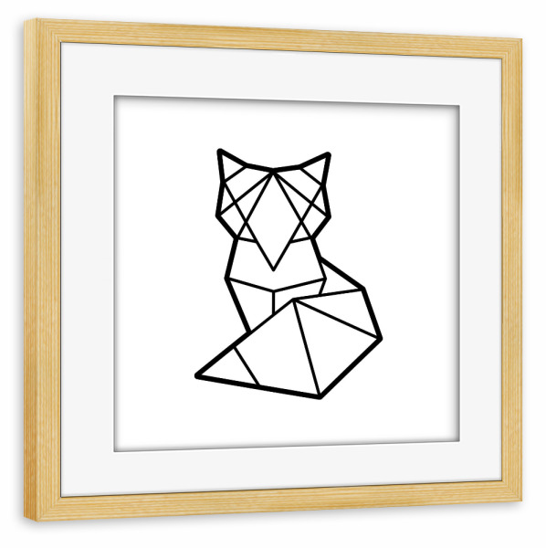 Poster mit Rahmen kiefer "Geometrischer Fox" artboxONE - Tiere,Schwarzweiß,Geometrie - Geometrische fox,What the fox,Fuchs,Waldtiere,Waldtier,Jagt
