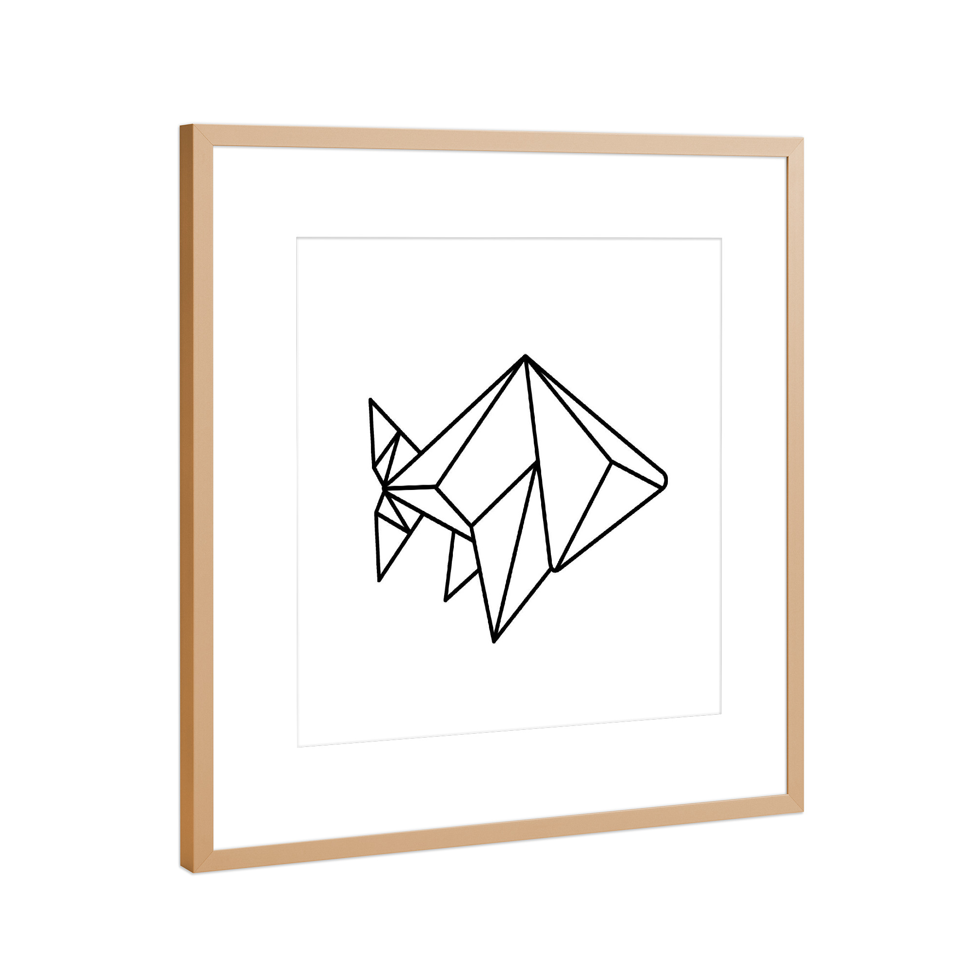 Poster mit Rahmen Kupfer "Geometrischer Fisch" artboxONE - Tiere,Schwarzweiß,Geometrie