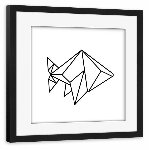 Poster mit Rahmen schwarz "Geometrischer Fisch" artboxONE - Tiere,Schwarzweiß,Geometrie