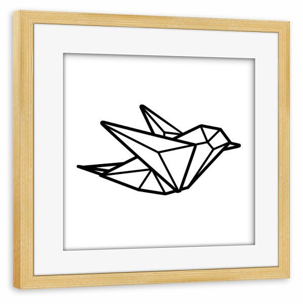 Poster mit Rahmen kiefer "Geometrischer Bird" artboxONE - Tiere,Schwarzweiß,Geometrie - Geometrische bird,Vogel,Fliegen,Tier,Linien,Animal,Lines