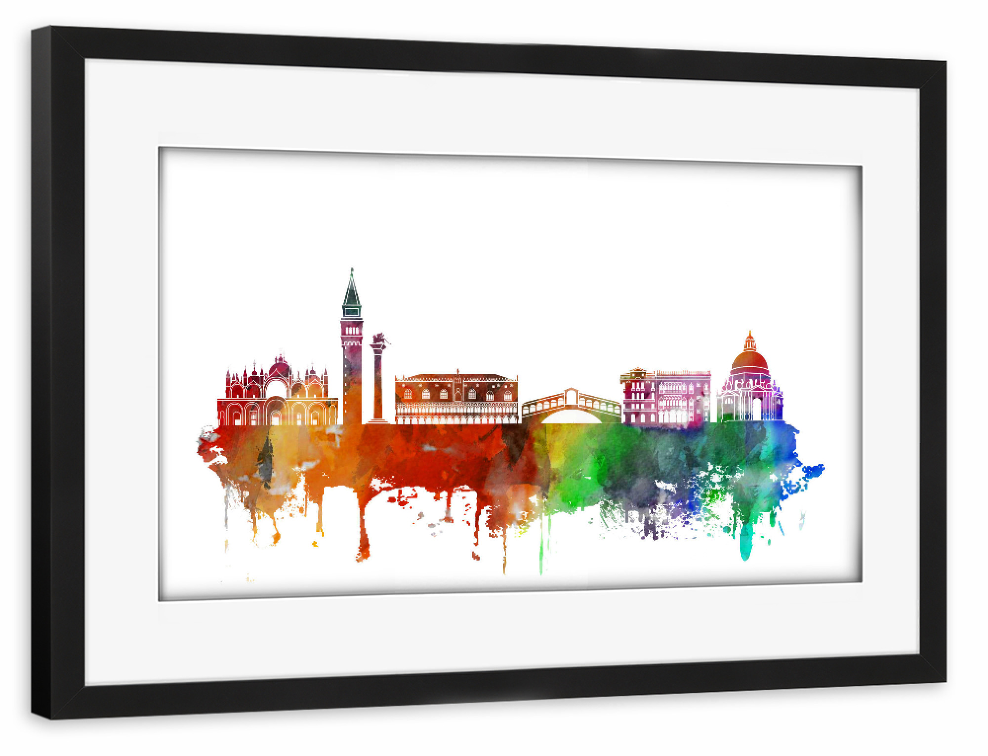 Poster mit Rahmen schwarz "Skyline of Venice Italy" artboxONE - Städte,Reise,Städte / Venedig