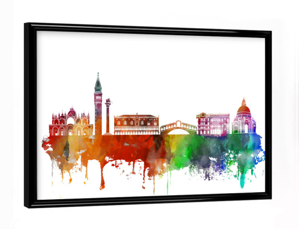 Poster mit schwarzem Rahmen "Skyline of Venice Italy" artboxONE - Städte,Reise,Städte / Venedig