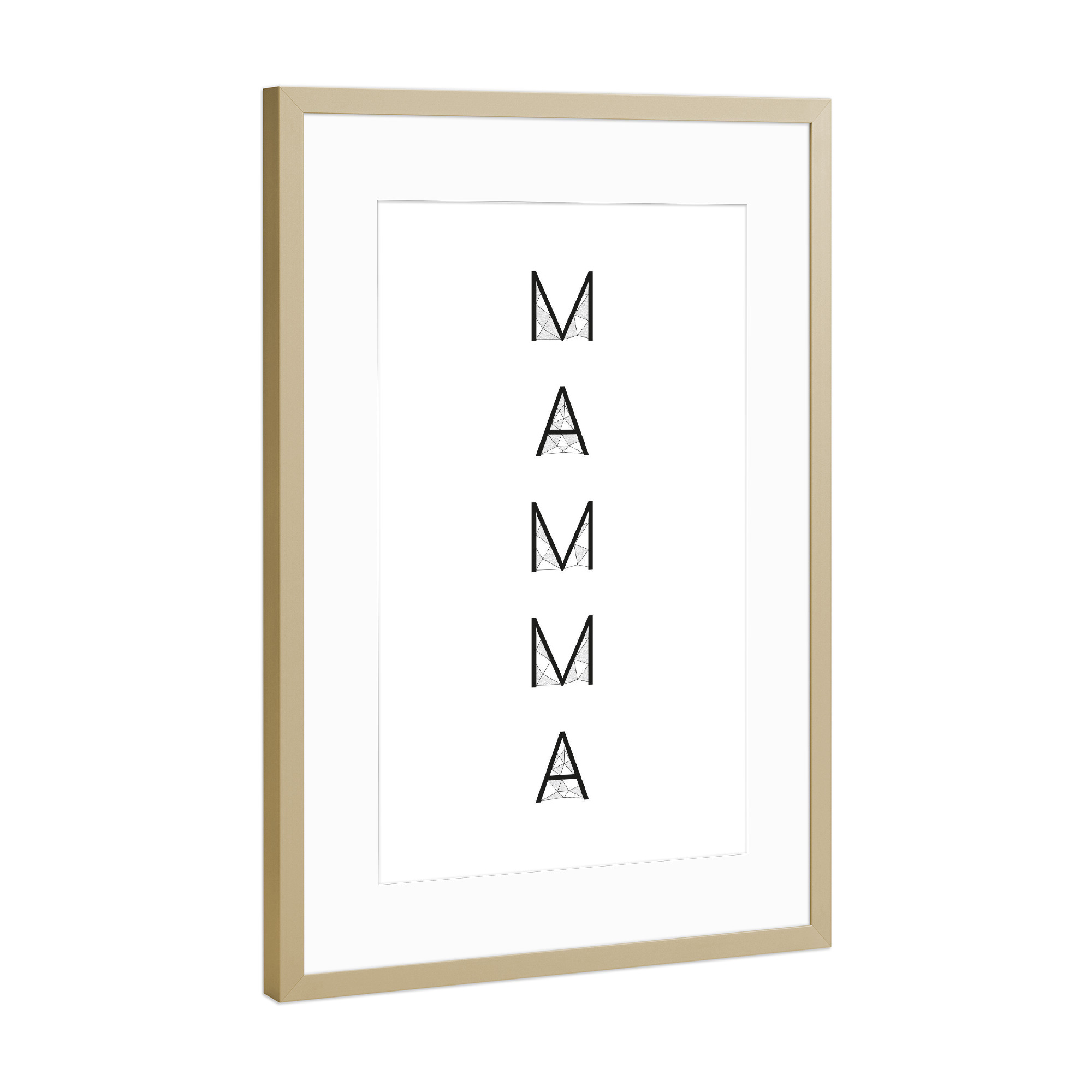 Poster mit Rahmen Gold "MAMMA 2" artboxONE - Typografie,Schwarzweiß,Liebe - Mutter,Liebe,Muttertag,Familie,Mama,Mutti,Mamma,Mother,Mum,Mom