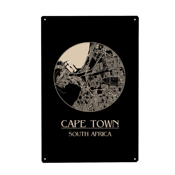 Holzbild "Retro Map Cape Town South Africa 3" artboxONE - Städte,Reise,Städte / Weitere - Retro,Map,Cape town,South africa