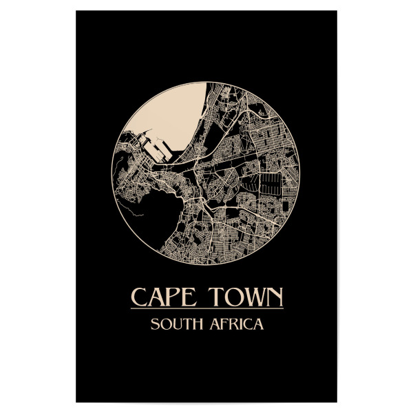 Poster "Retro Map Cape Town South Africa 3" artboxONE - Städte,Reise,Städte / Weitere - Retro,Map,Cape town,South africa