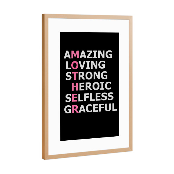 Poster mit Rahmen Kupfer "Amazing Mother" artboxONE - Typografie,Liebe - Mutter,Muttertag,Muttertag,Mutter,Mutter,Mamma,Mamma