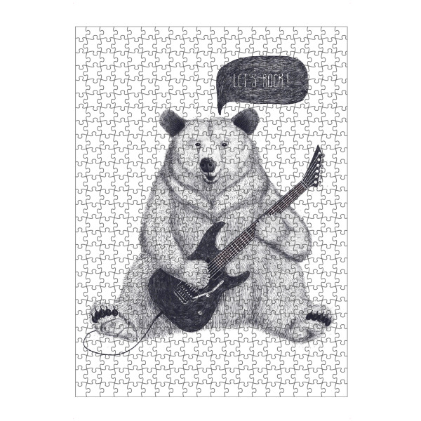 Puzzle Ravensburger "Bear let's rock" artboxONE - Tiere,Schwarzweiß,Musik,Festivals