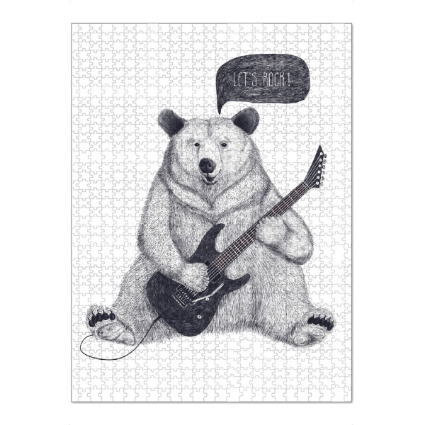 Puzzle Ravensburger "Bear let's rock" artboxONE - Tiere,Schwarzweiß,Musik,Festivals