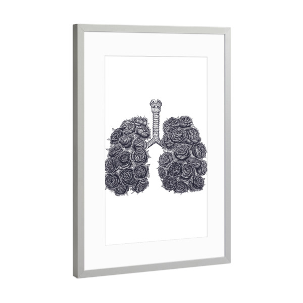 Poster mit Rahmen Silber "Lungs with peonies" artboxONE - Floral,Abstrakt,Menschen,Schwarzweiß