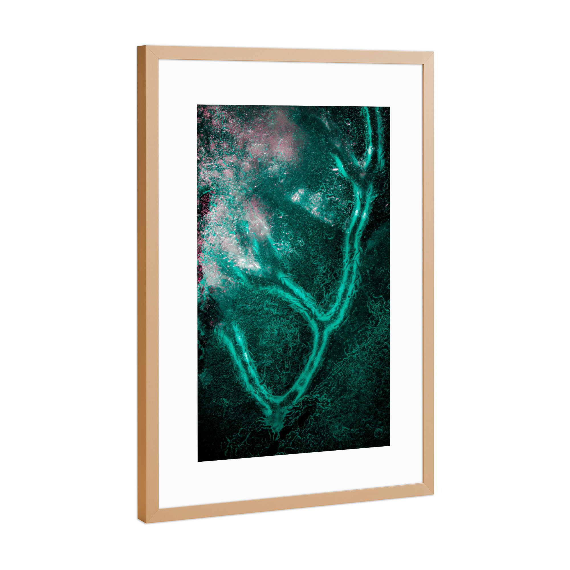 Poster mit Rahmen Kupfer "Eiszweig II" artboxONE - Natur,Abstrakt