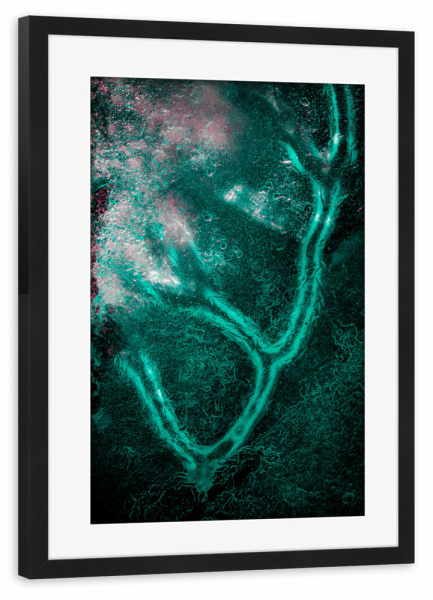 Poster mit Rahmen schwarz "Eiszweig II" artboxONE - Natur,Abstrakt