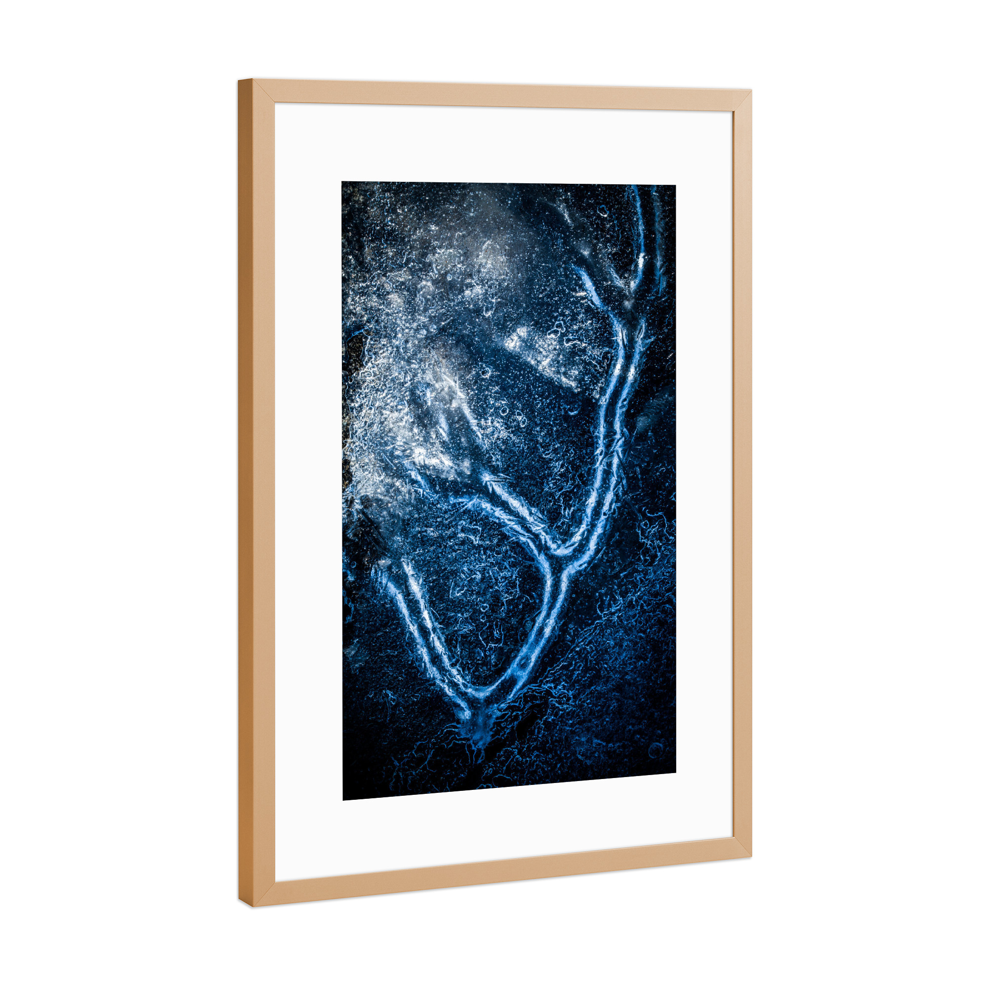 Poster mit Rahmen Kupfer "Eiszweig I" artboxONE - Natur,Abstrakt