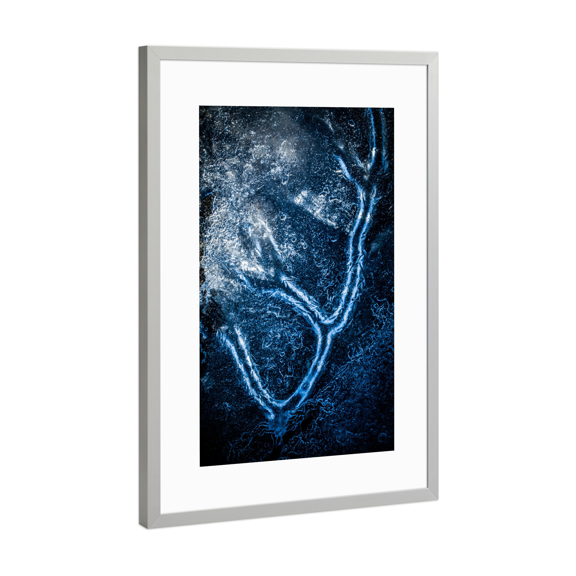 Poster mit Rahmen Silber "Eiszweig I" artboxONE - Natur,Abstrakt