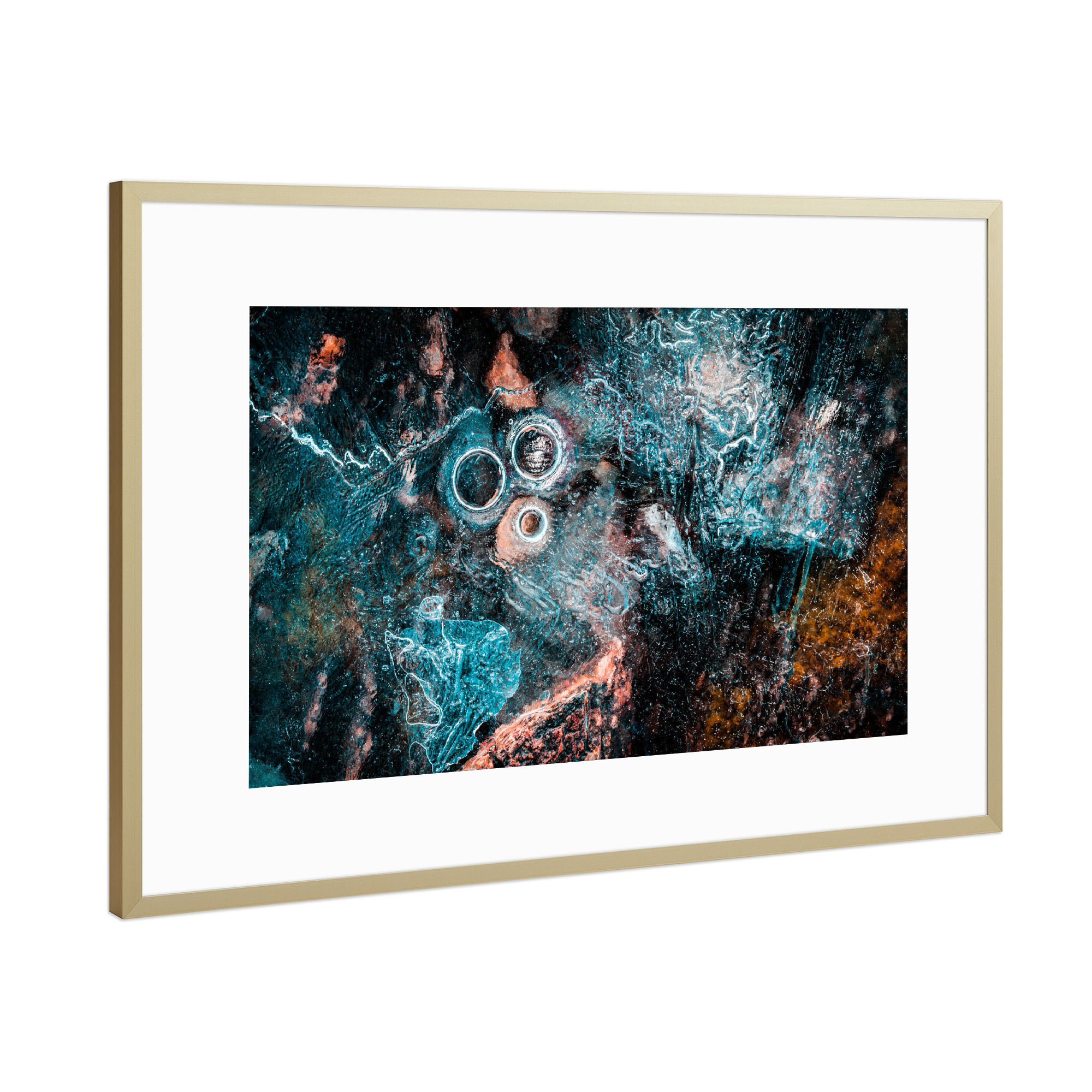 Poster mit Rahmen Gold "Eiskunst XXVI" artboxONE - Natur,Abstrakt