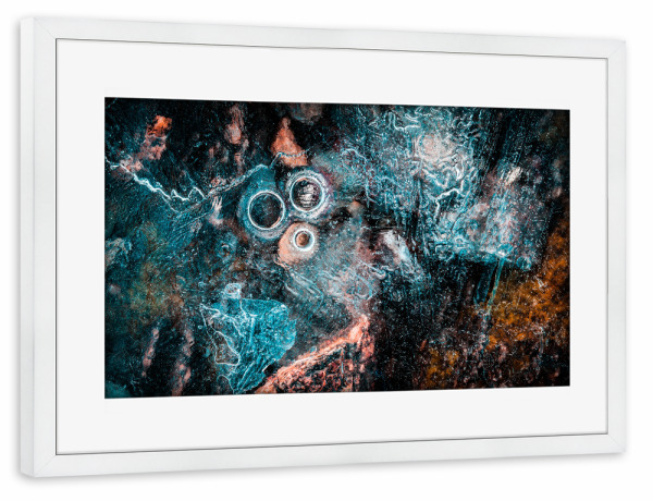 Poster mit Rahmen weiß "Eiskunst XXVI" artboxONE - Natur,Abstrakt