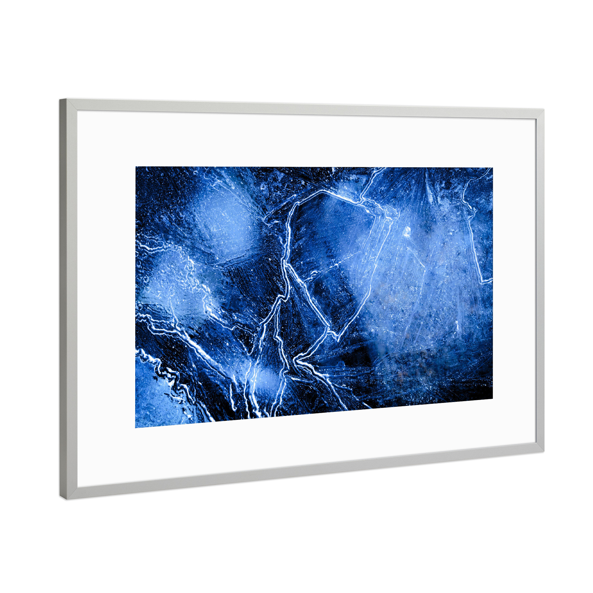 Poster mit Rahmen Silber "Eisblitz" artboxONE - Natur,Abstrakt
