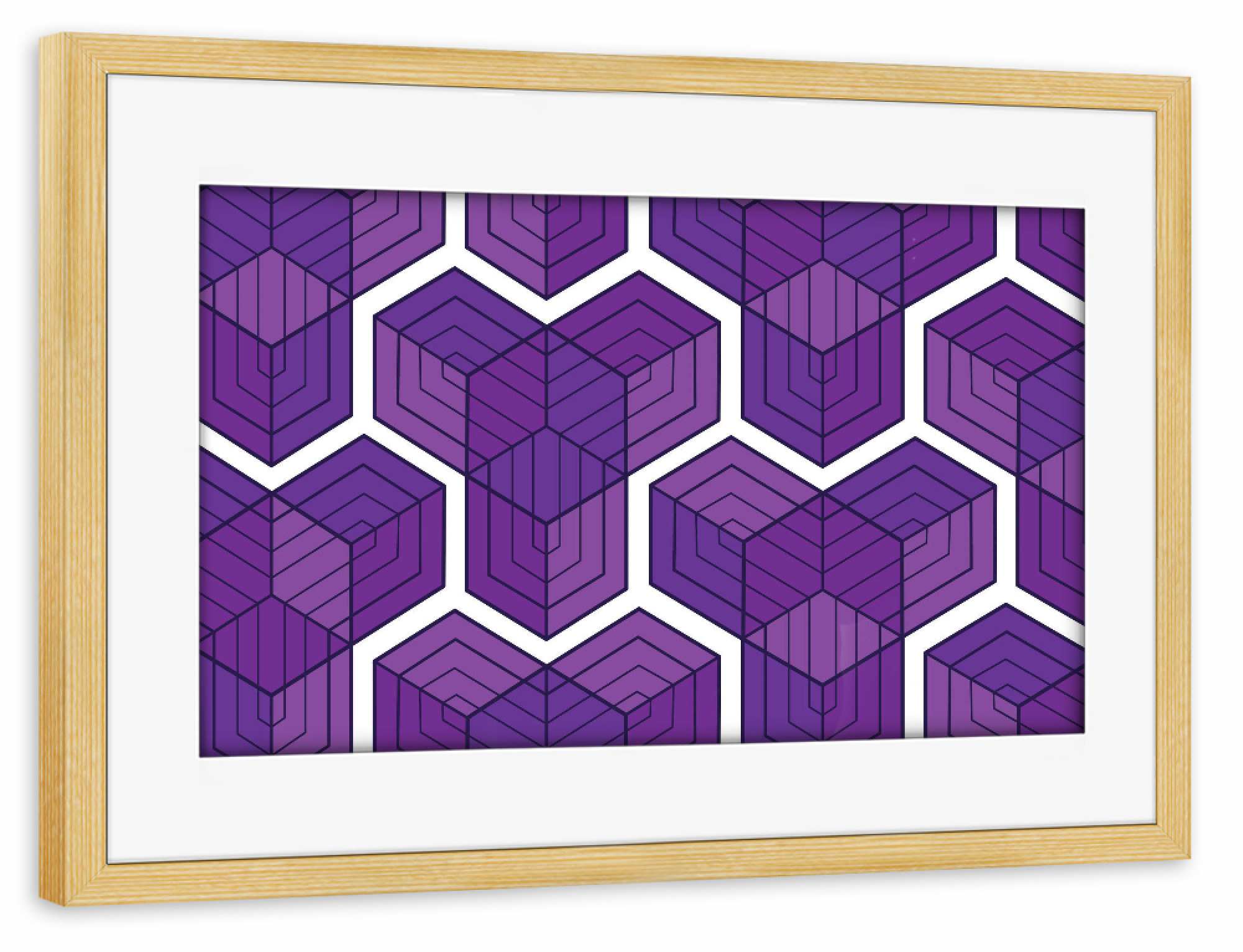Poster mit Rahmen kiefer "Geometrie Lila Große Figuren Weiße Hintergrund" artboxONE - Geometrie,Ultraviolet