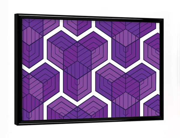 Poster mit schwarzem Rahmen "Geometrie Lila Große Figuren Weiße Hintergrund" artboxONE - Geometrie,Ultraviolet