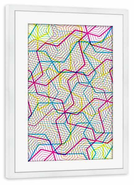Poster mit Rahmen weiß "Geometrie verheddert CMYK" artboxONE - Geometrie