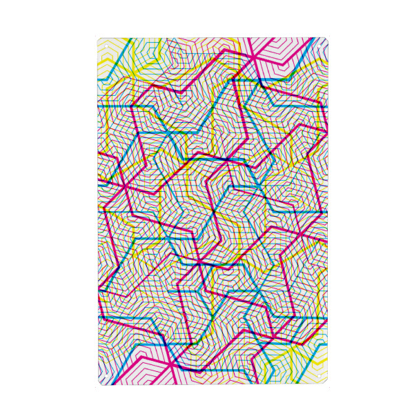 Metall Poster "Geometrie verheddert CMYK" artboxONE - Geometrie - Cyan,Magenta,Yellow,Linien,Regenbogen,Wirrwarr,Durcheinander,Messy,Neon,Wahsi