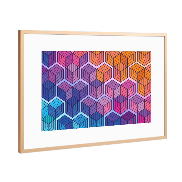 Poster mit Rahmen Kupfer "Geometrie bunte Hintergrund" artboxONE - Geometrie - Geometrie bunte,Regenbogen,Einhorn,Muster