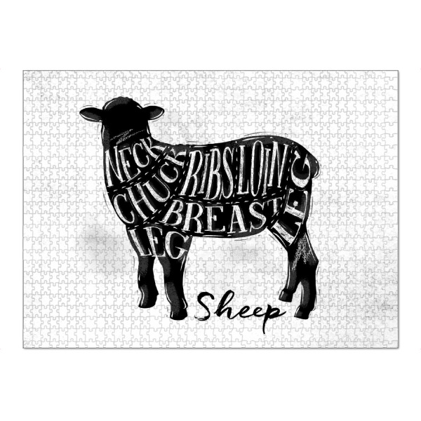 Puzzle Ravensburger "Schaf-Lammschneidemaschine" artboxONE - Essen & Trinken,Schwarzweiß,Fashion