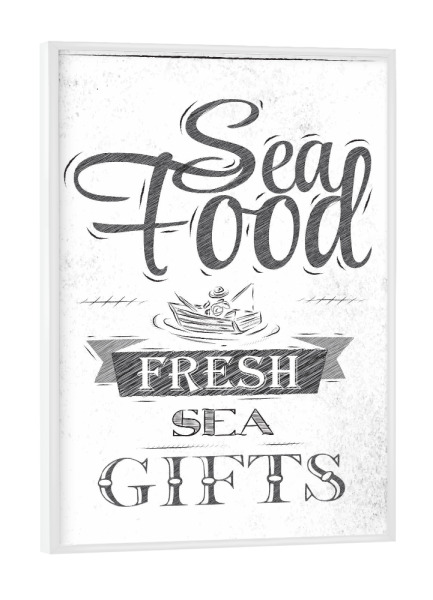 Poster mit weißem Rahmen "Meeresfrüchte Kohle" artboxONE - Essen & Trinken,Schwarzweiß