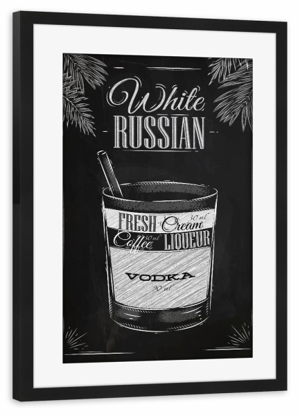 Poster mit Rahmen schwarz "White Russian" artboxONE - Essen & Trinken,Schwarzweiß